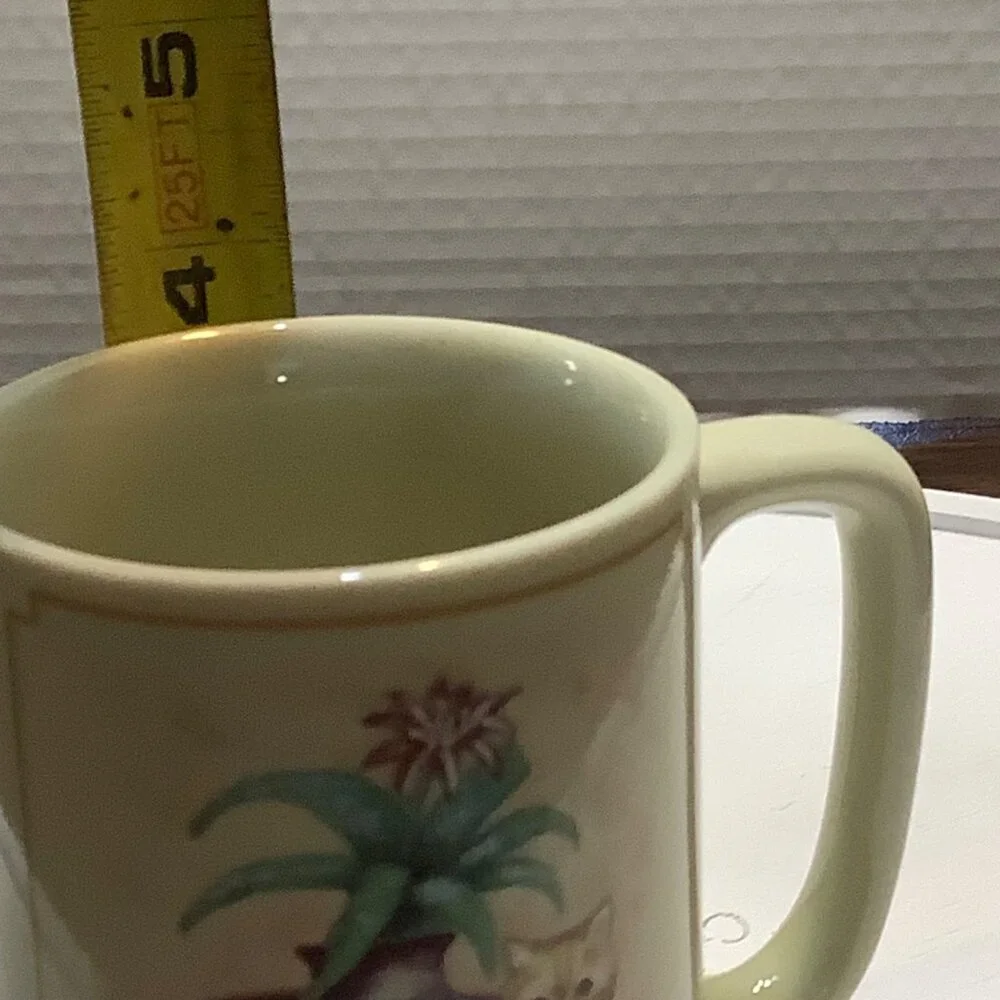 Vtg Otagiri Japan Tabby Kitty Cat Patchwork Quilt Flower Plant‎ Tea Cup Mug 3.5